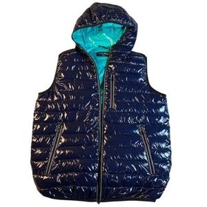Noize NWT Gavyn Glossy Blue Puffer Vest with Contrast Men's Medium